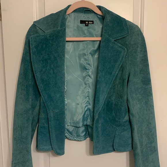 Blue leather cinched jacket - Picture 3 of 5